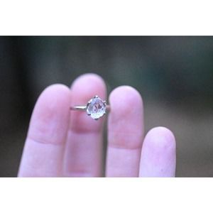 Size 4 14k White Gold Diamond Ring,